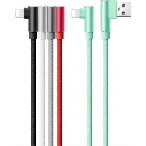 L Bending Nylon Braided High Speed Charging USB Type C Micro Cable 1M 2M 3M for Android iPhone Smart Phone