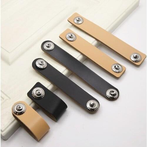 LCH Best Seller Chinese Style Black Synthetic Leather Cabinet Pull Cabinet Handle Furniture Handles Brass Knob Cabinet Pulls