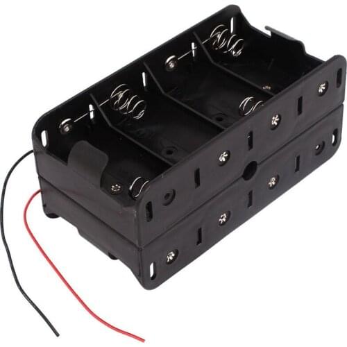 MasterFire 20pcs/lot Dual Wires Double Sides Battery Storage Case Holder 12V Back to Back Box For 8 x 1.5V D Size Batteries