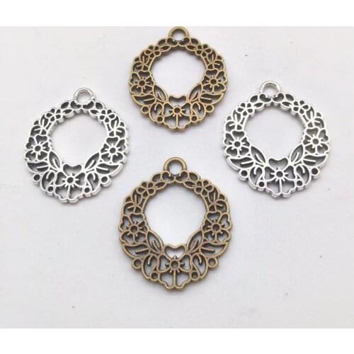 Fashion 15 pcs Hollow flower connector pendants fit DIY handmade necklace bracelet charms Jewelry Making finding