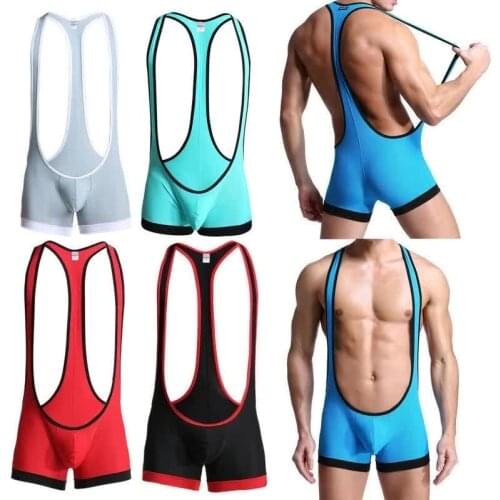 Mens Undershirts Bodysuits One-piece Leotard Wrestling Singlet Jumpsuits Bugle Pouch Underwear Sleepwear Boxer Shorts Underpants