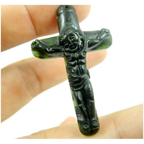 Natural stone Chinese black green stone hand-carved statue of cross amulet pendant for diy Jewelry Making necklaces AccessorieF1
