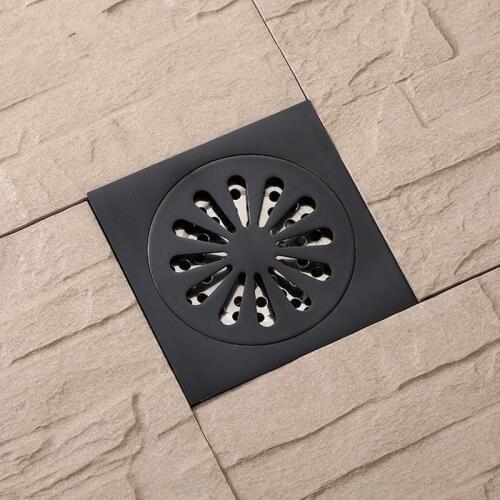 New Arrival Brass Matte Black Square Style Floor Drainer Waste Bathroom Shower Drain