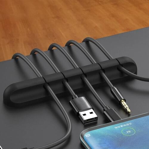 TOPK Cable Organizer Silicone USB Cable Winder Desktop Tidy Management Clips Cable Holder for Mouse Headphone Wire Organizer