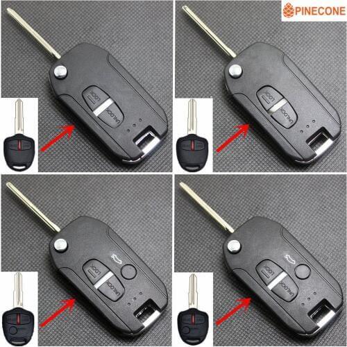 PINECONE Key Shell For MITSUBISHI ASX GRANDIS LANCER OUTLANDER PAJERO SPORT Car 2/3 Buttons Uncut MIT8/MIT11 Blade Key Case Fob