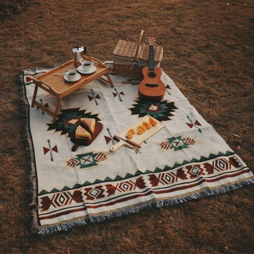 Europe Style Sofa Throw Blanket Cotton Thread Knitted Blanket With Tassel Geometry Bohemian Sofa Cover Bed Blanket Home Decor