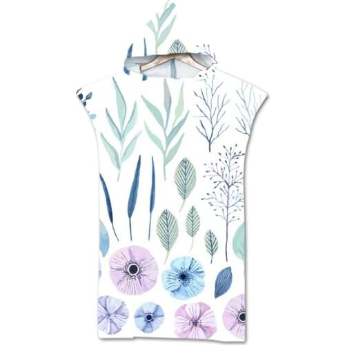 New leaves geometry Towel Adult Microfiber Dressing Robe Hooded Bath Towel Swimming Surfing Beachwear