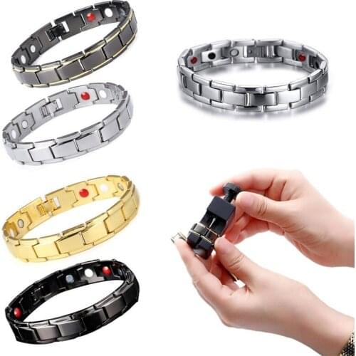 Removable Unisex Magnetic Titanium Steel Health Energy Bracelet Solid Color health care Bracelet relieve fatigue Bangle Jewelry