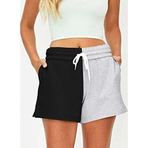 Summer Women Shorts Casual Workout Shorts Loose Drawstring Elastic Waist Color Block Wide Leg Shorts Streetwear