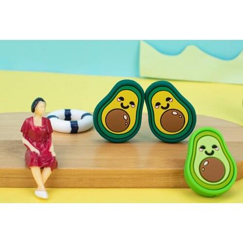 Sunrony 10pcs Cartoons Avocado Baby Rodent BPA Food Free Silicone Teething Nursing Pacifier Clip Silicone Beads