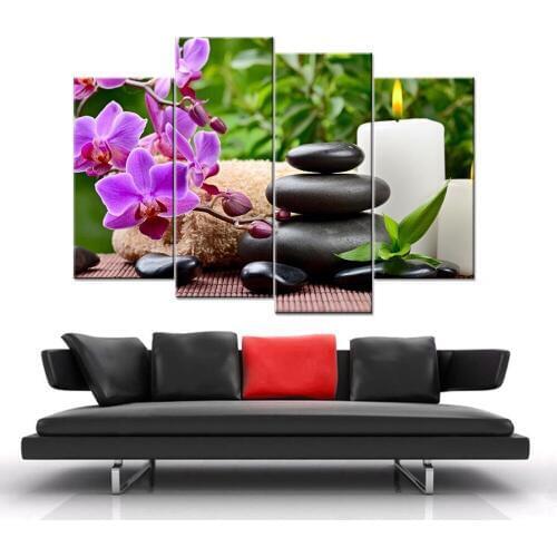 Modern Canvas Framework Paint HD Canvas Home Living Room Decoration Petal Candle Art Wall Printed Modular Pictures Poster