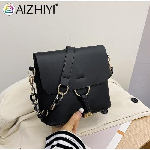 Fashion Women PU Leather Chain Crossbody Shoulder Messenger Bag Ladies Vintage Small Flap Pure Color Purse