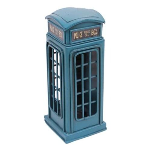 Tardis Decor Metal Police Box Creative Piggy Bank Vintage Desktop Trinket Miniature Gift Nostalgic Handmade Hand Painted Quality