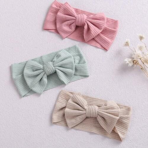 Stripe Bows Nylon Elastic Baby Headbands For Girls Children Solid Hairband For Girls Kids Fashion Headwear Hair Accessories 2021