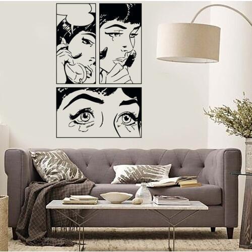 Cartoon Girl Vinyl Wall Stickers Sexy Girl Woman Teen Crying Cool Pop Art Bedroom Wall Decal Design Personality Wallpaper SA258