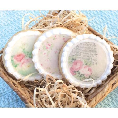 Vintage Floral Edible Wafer Cupcake Toppers,20pcs/set Pretty Cake idea decoration,edible paper for cupcake decoration