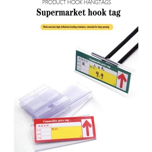 Supermarket Price Tag Shelf Hook Tag Plastic Price Tag Card Strip Transparent Label Set Convenience Store Price Tag Card Set