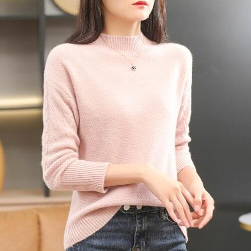 2021 autumn and winter new sweater womens 100% wool knitted sweater soft and fashionable ladies O-neck sweater outer wear