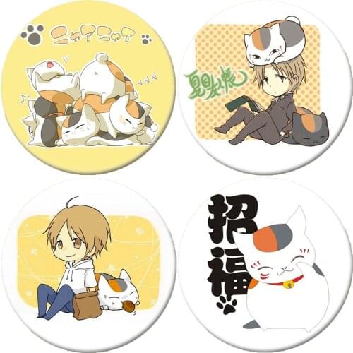 Anime Natsume Yuujinchou Book of Friends Cat Teacher Icon Brooch Pins Breastpin Badge Cartoon Jewelry Schoolbag Hat Accessories