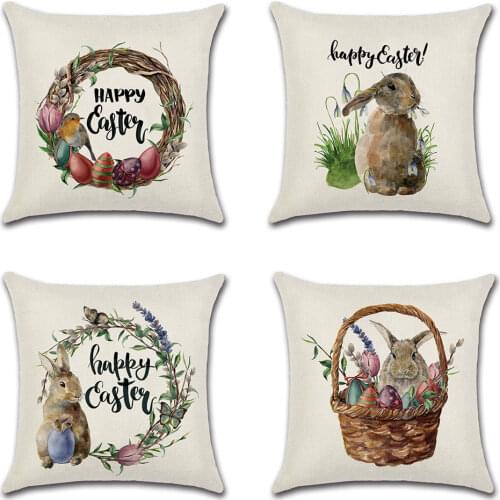 1pcs Rabbit Easter eggs Flower basket Cushion Cover Throw Pillow Cover Nordic Room Decoration for Home Car Sofa Couch