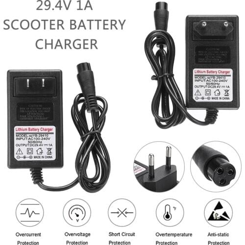 POHIKS 1pc Portable Durable Scooter Battery Charger Universal 29.4V 1A Electric Scooters Power Cord Chargers