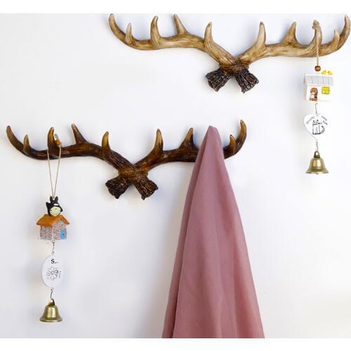 1pcs Vintage Deer Horn Key Hook Wall Decorative Storage Rack Hanger for Clothes Hat Scarf