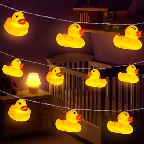10/20 LED Mini Yellow Duck String Lights Battery-Operated Holiday Christmas Party Garden Kids Bedroom Decoration Night Light