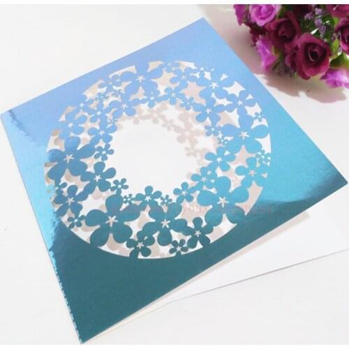 10Pcs Delicate Carved Hollow Round Flowers Blank Inner Page Invitation Card for Wedding/Business/Party/Birthday 8ZSH183