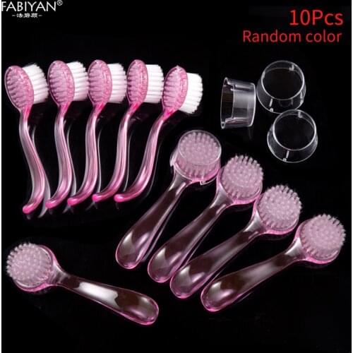 10pcs Plastic Handle Dust Clean Cleaning Washing Brush Care Salon DIY Nail Art Manicure Pedicure Tool Professional