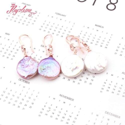 14-15mm Coin Cultured Keshi Edsion Freshwater Pearl Natural Stone Beads Silver Plates Earrings Woman Gift 1 Pair,Free Shipping
