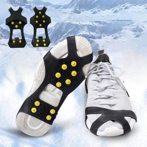 2Pcs Non-slip 10-tooth Crampons Silicone Shoe Cover Outdoor Mountaineering Tool