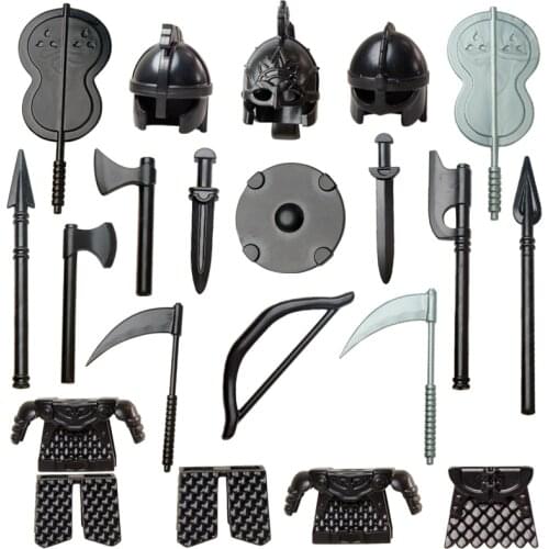 5PCS /Koruit Mediaeval Times Knight Rohan Weapons For 4cm Mini Dolls Sword Axe Spear Bow MOC Building Blocks Accessories Toys