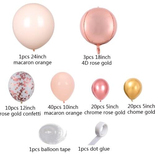 96pcs macaron orange balloon garland arch set chrome plated rose gold balloon with 4D globos wedding birthday party decoration