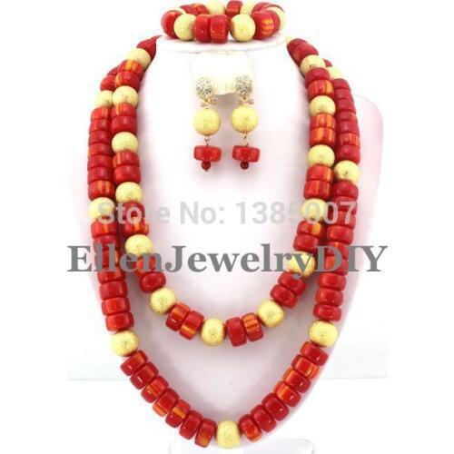 African Nigerian Wedding Beads Jewelry Set Coral Jewelry Set Coral Beads Necklace Set African Jewelry Set W7365