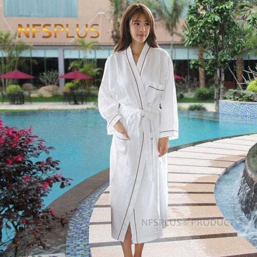 Luxury Waffle Bathrobe Unisize Unisex 100% Cotton Thicken Bath Robe For 5-Star Hotel Adults Bath Towel for Bathroom