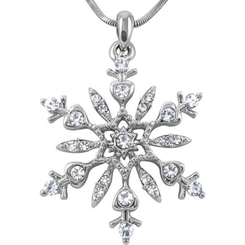 Metal Inlaid Silver Plated Large snowflake necklace for Christmas women girl gift