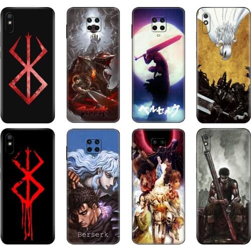 Black tpu Case For Xiaomi Redmi 7A 8 8A 9 9A 9C Case Redmi Note 8T 8 Pro T Note 9 9S 9 Pro Case Berserk Guts Anime Cool