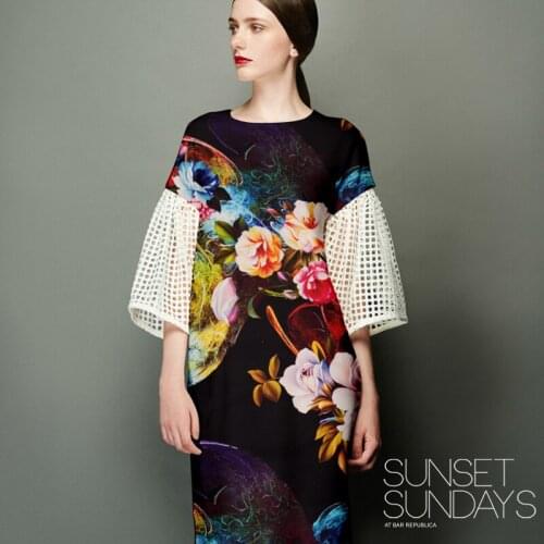 Digital Printing heavy silk wool blend fabrics crisp dress clothing wool fabrics wholesale high quality silk cloth