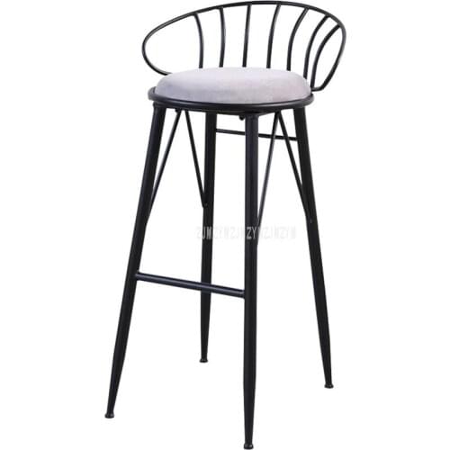 Creatove Modern Decorative Iron Art Bar Chair Metal Padded Leisure Coffee Counter Chair 4 Legs High Footstool Soft Seat Cushion