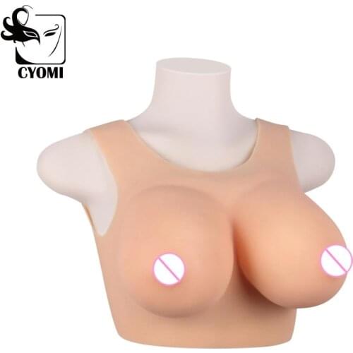 CYOMI Handmade Round Collar Neck Fake Boobs Crossdresser Food Grade Silicone Material Silicone Gel Breasts for Drag Queen 1G