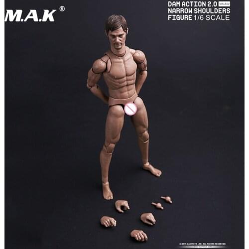 1:6 Scale NARROW SHOULDERS Nude Body and head ACTION Figure Male BODY with head MALE02