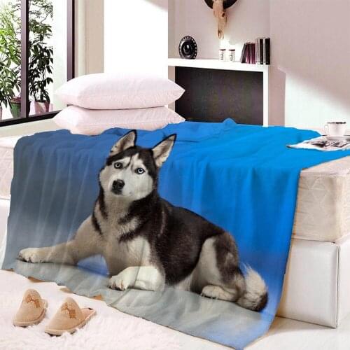 3D Pet Dog Collection Fleece Blanket Animal Pug Plush Throw Blanket Bulldog Husky Doberman Rottweiler Thin Quilt