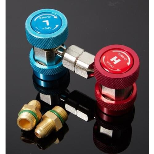 Freon R134A H/L Auto Car Quick Coupler Connector Brass Adapters Air Conditioning Refrigerant Adjustable AC Manifold Gauge