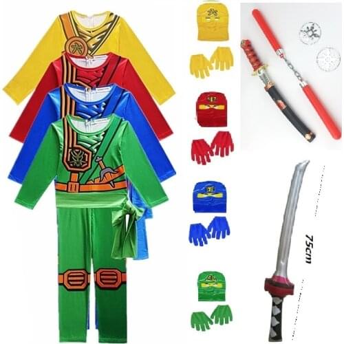 Halloween Christmas Party Clothes Ninja Superhero Streetwear Suits Hot Sell Ninjago Cosplay Costumes Boy Jumpsuits Sets