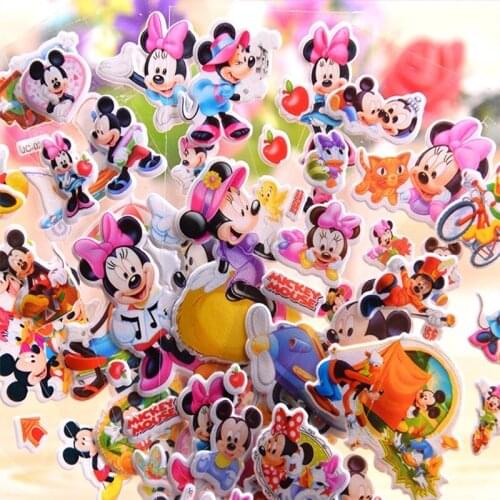 Disney Mickey Mouse Toy Sticker 3D Childrens Anime Cartoon Tattoo Sticker Frozen Bubble Sticker Childrens Toy Gift