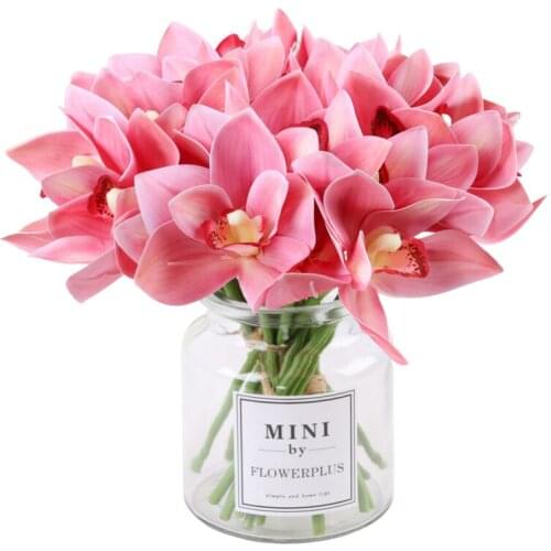 Simulation Feel Cymbidium A Small Bunch of Flowers 6 Sticks Flower Home Living Room Table Decoration Fake Flower Ornaments