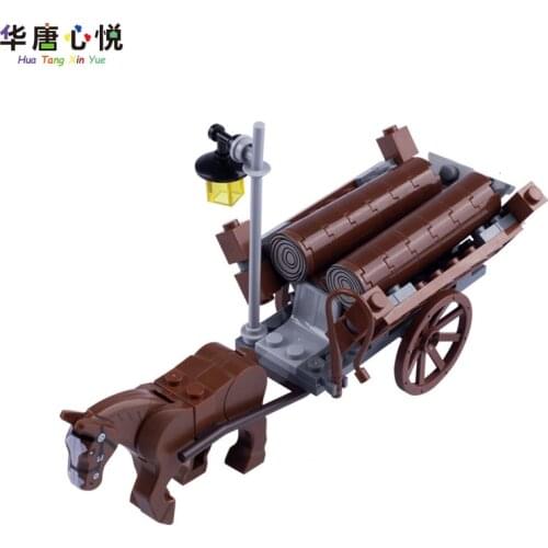 MOC Friends Series Chariot Timber Car Horse-drawn Carriage Building Blocks Educational Toys Childs Gift Friends Toy Model Sets