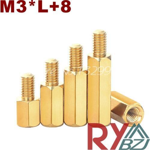 M3*L+8 Brass Standoff Spacer Female Male Brass Threaded Spacer hex spacer