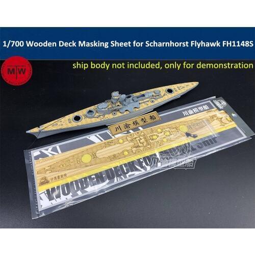 1/700 Scale Wooden Deck Masking Sheet for Flyhawk FH1148S German Battleship Scharnhorst 1943 Model TMW00080
