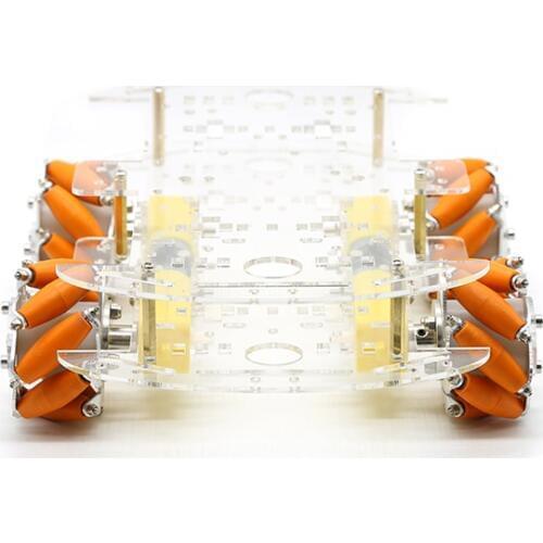 McNamee Wheel Car Chassis Omnidirectional Wheel Chassis 4WD Acrylic Intelligent Car Double Layer 60MM Wheat Wheel